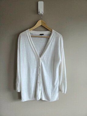 Talbots 100% Linen White Thing Cardigan